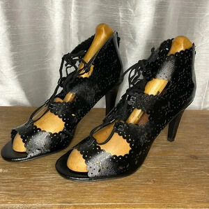 CP Chloe Women’s 9M Black Lace Up Hollow Out Heels